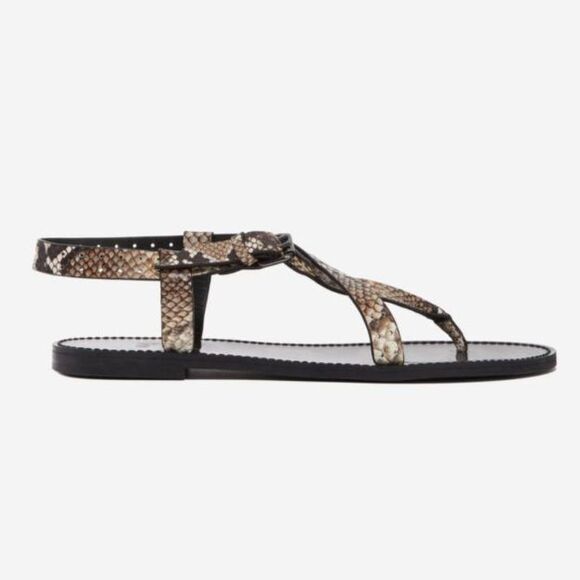 NIB The Kooples Women's Python Sandals in Perforated Leather size 39 - Picture 1 of 12